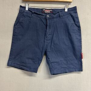 Aussiebum Chino Flat Front 7" Inseam Twill Short Stretch Navy Blue Men’s Medium